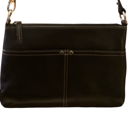 Tignanello Handbags - Tignanello Black Leather Y2K Crossbody Bag Silver Hardware